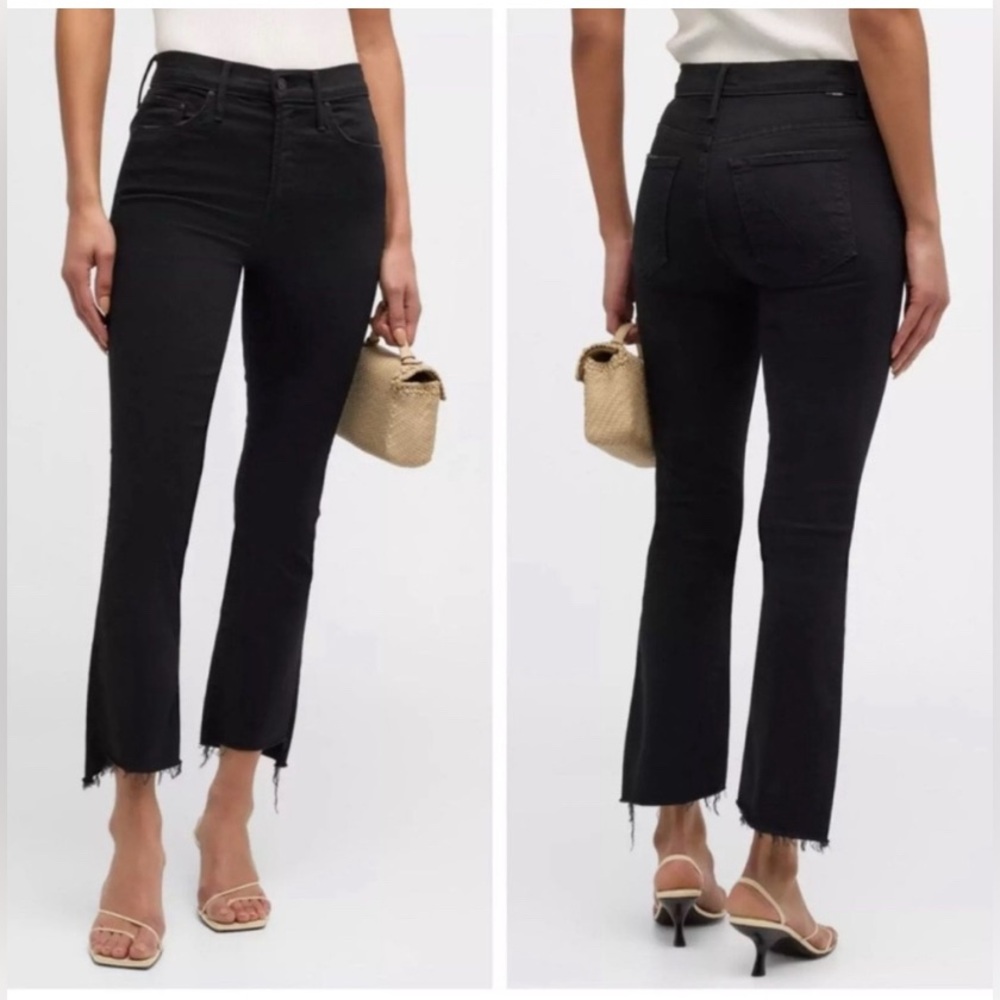 MOTHER The Insider Crop Step Fray Jeans, Not Guilty (Black Wash) 27 Grunge